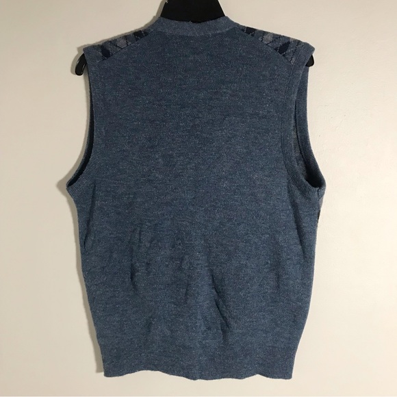 Robert Bruce Vintage 80’s Heather Blue Argyle Sweater Vest Size Medium - Picture 7 of 12